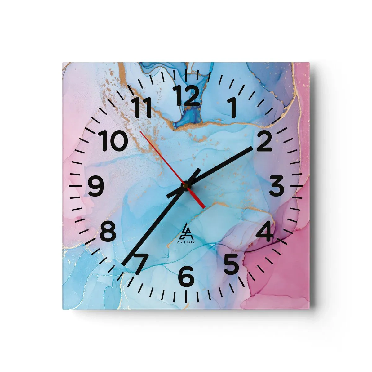 Wanduhr - Glasuhr - Begegnung und Durchdringung - 40x40 cm