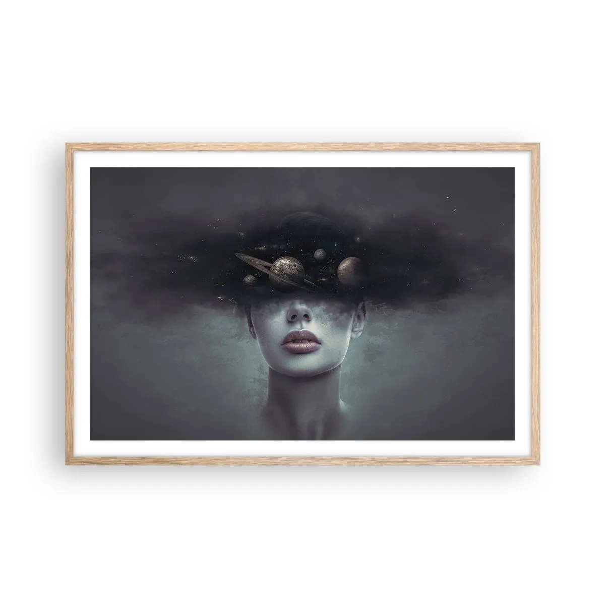 Poster in einem Rahmen aus heller Eiche - Und die Planeten spielen verrückt ... - 91x61 cm
