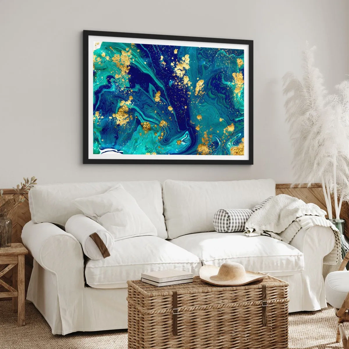 Poster in einem schwarzem Rahmen - Die Blütenblätter der Sonne - 50x40 cm