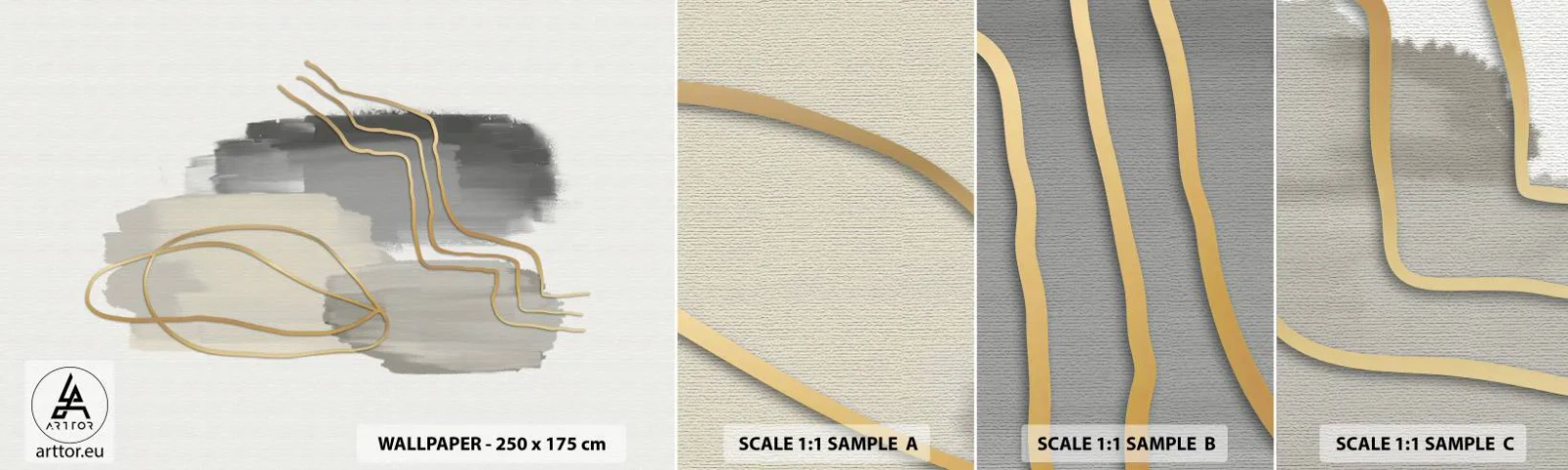 Fototapeten Muster Selbstklebend Deluxe Sticker - Dauer und Bewegung - Abstraktion, Stück, Gold - 100x30 cm