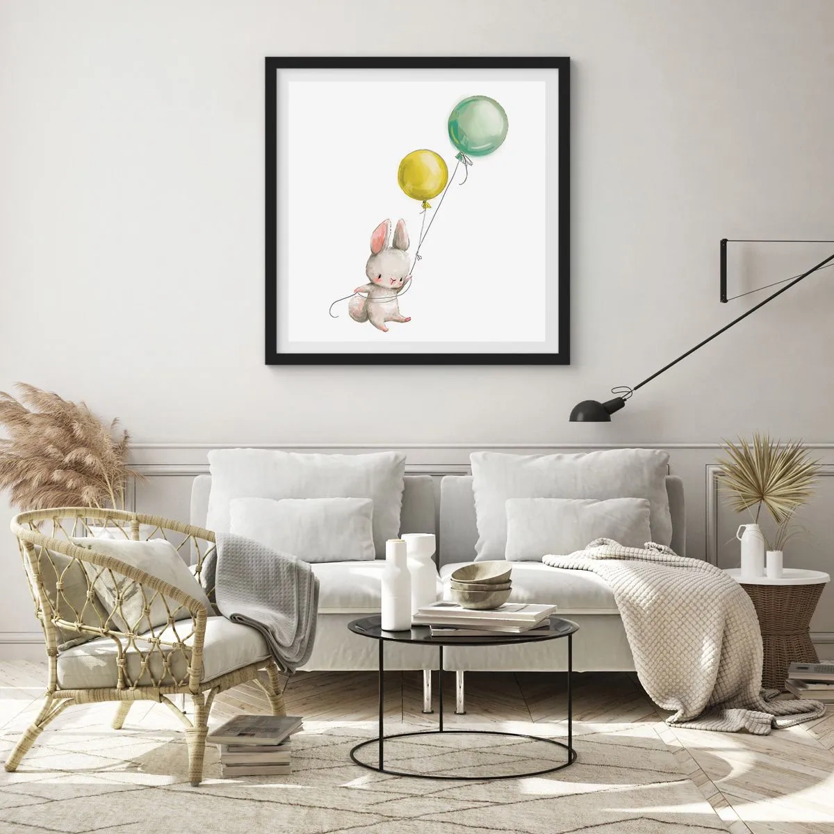 Poster in einem schwarzem Rahmen - Ich werde auch fliegen! - 50x50 cm