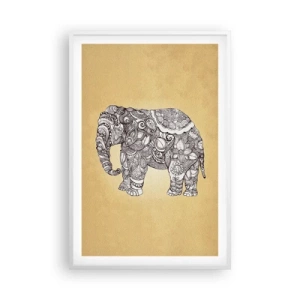 Poster in einem weißen Rahmen - Elefant verhüllte sich - 61x91 cm