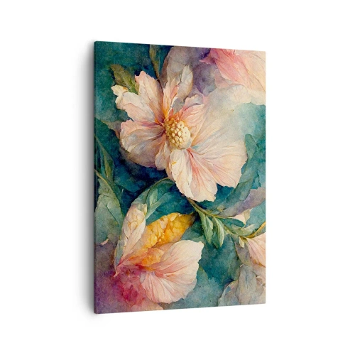 Bild auf Leinwand - Leinwandbild - Zarte Blüten in Pastellfarben - 50x70cm - Pure Subtilität - Moderne Wanddekoration für Wohnzimmer und Schlafzimmer ARTTOR
