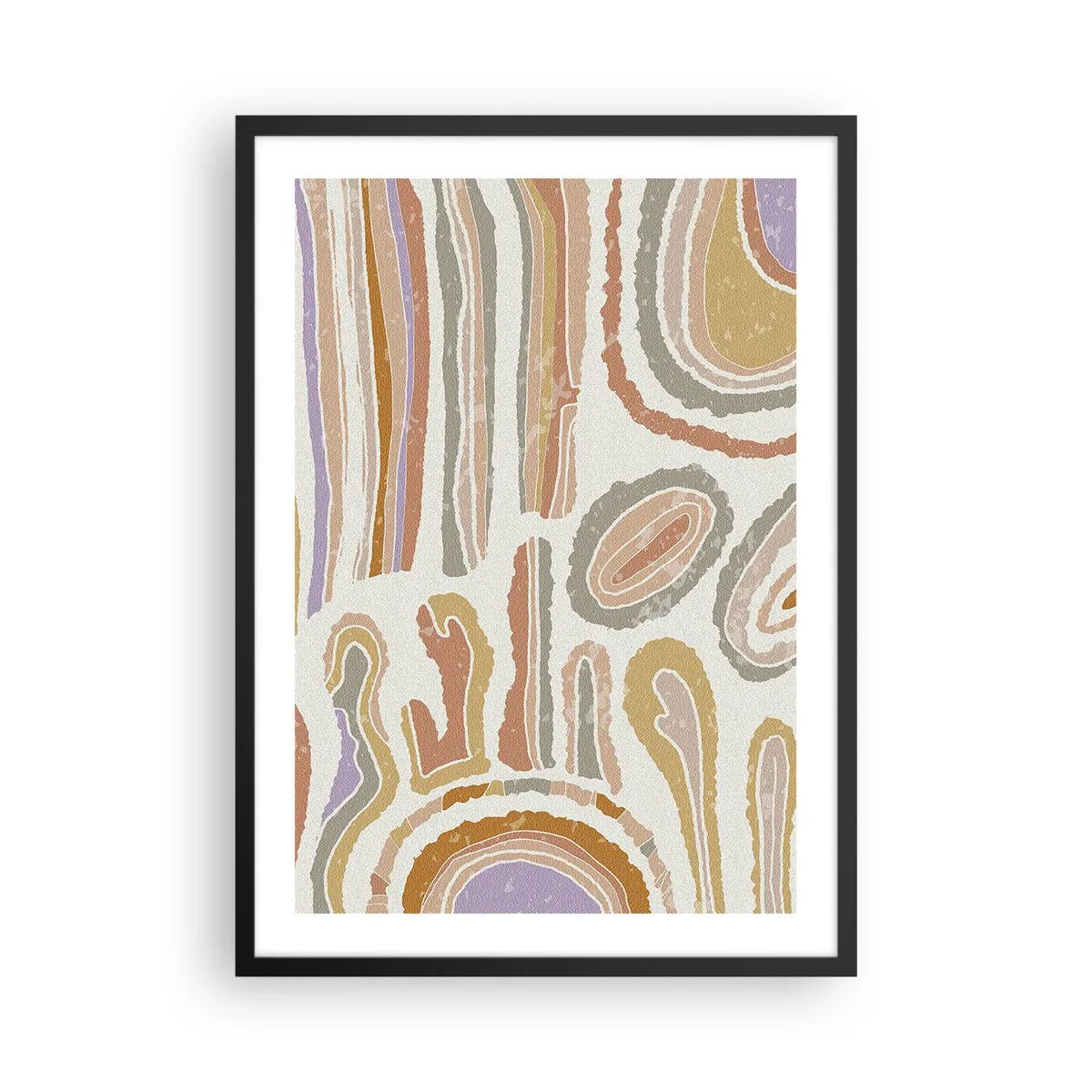Poster in einem schwarzem Rahmen - Abstrakte organische Muster in warmen Erdtönen - 50x70cm - Bunte Querschnitte - Moderne Wanddekoration für Wohnzimmer und Schlafzimmer ARTTOR
