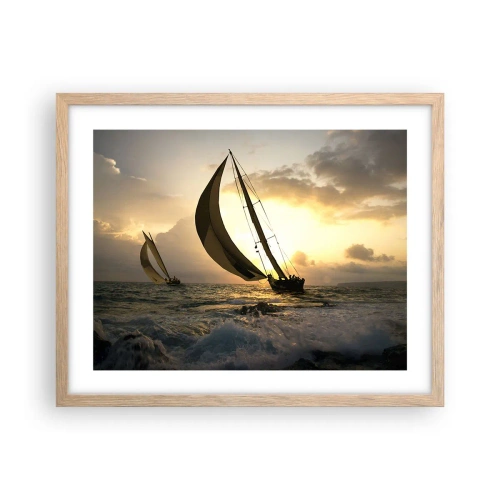Poster in einem Rahmen aus heller Eiche - Mit dem Wind und gegen den Wind - 50x40 cm