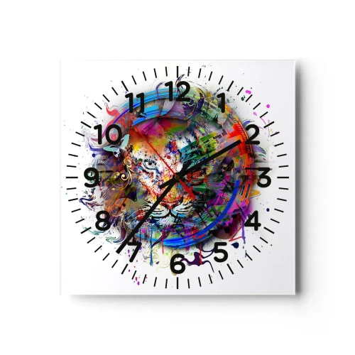 Wanduhr - Glasuhr - Es lauert hinter einem Regenbogenschleier - 30x30 cm