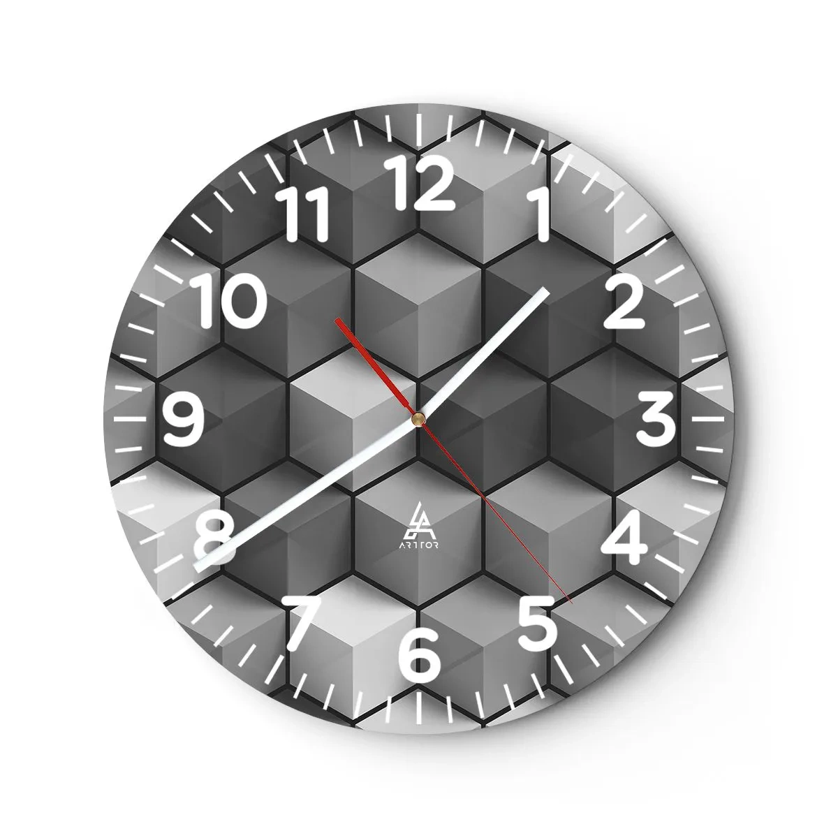 Wanduhr - Glasuhr - Kubistisches Puzzle - 30x30 cm