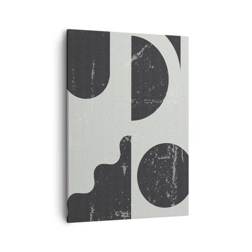 Bild auf Leinwand - Leinwandbild - Geometrische Muster in Schwarz- und Grautönen - 50x70cm - Komposition oben und unten - Moderne Wanddekoration für Wohnzimmer und Schlafzimmer ARTTOR