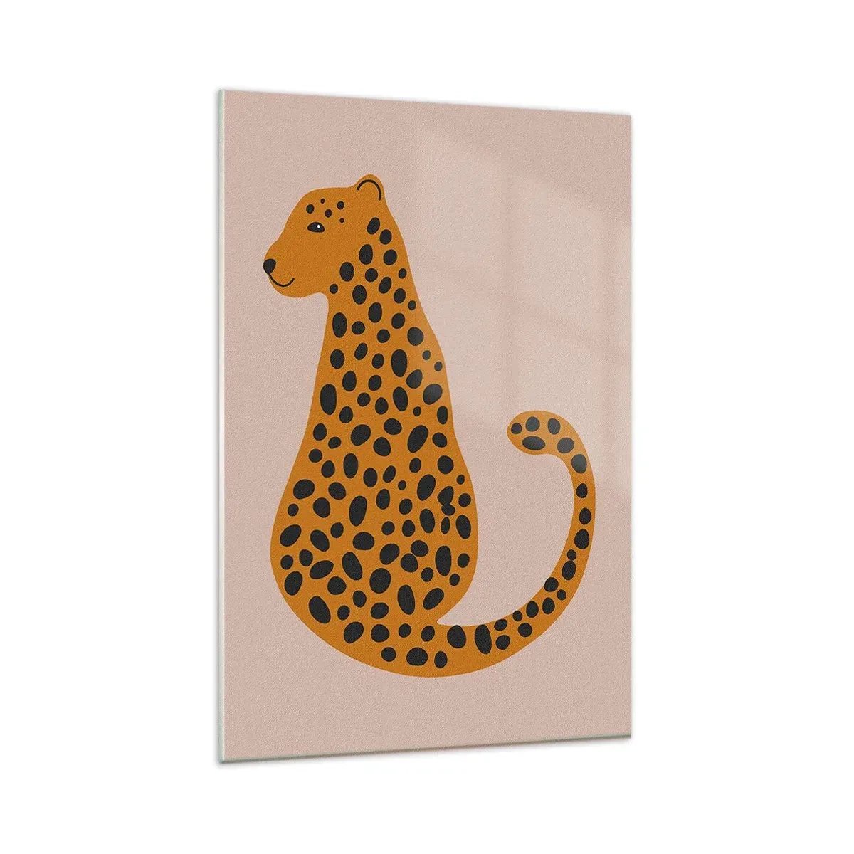 Glasbild - Bild auf glas - Eine minimalistische Zeichnung eines Panthers auf beigem Hintergrund - 80x120cm - Leopardenmuster ist ein modisches Muster - Moderne Wanddekoration für Wohnzimmer und Schlafzimmer ARTTOR