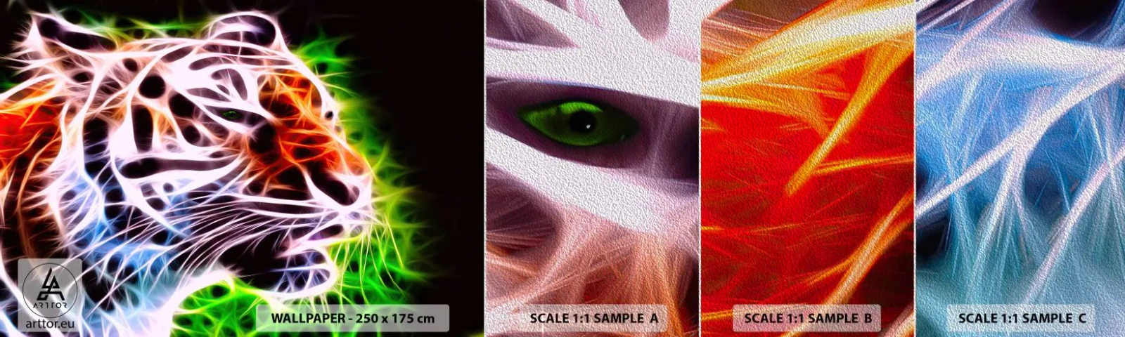 Fototapeten Muster Premium Sand - Schreckliche Aura - Abstraktion, Tiere, Raubtier - 100x30 cm