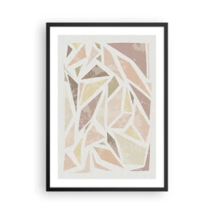 Poster in einem schwarzem Rahmen - Geometrische Abstraktion in Pastelltönen - 50x70cm - Buntglas-Komposition - Moderne Wanddekoration für Wohnzimmer und Schlafzimmer ARTTOR