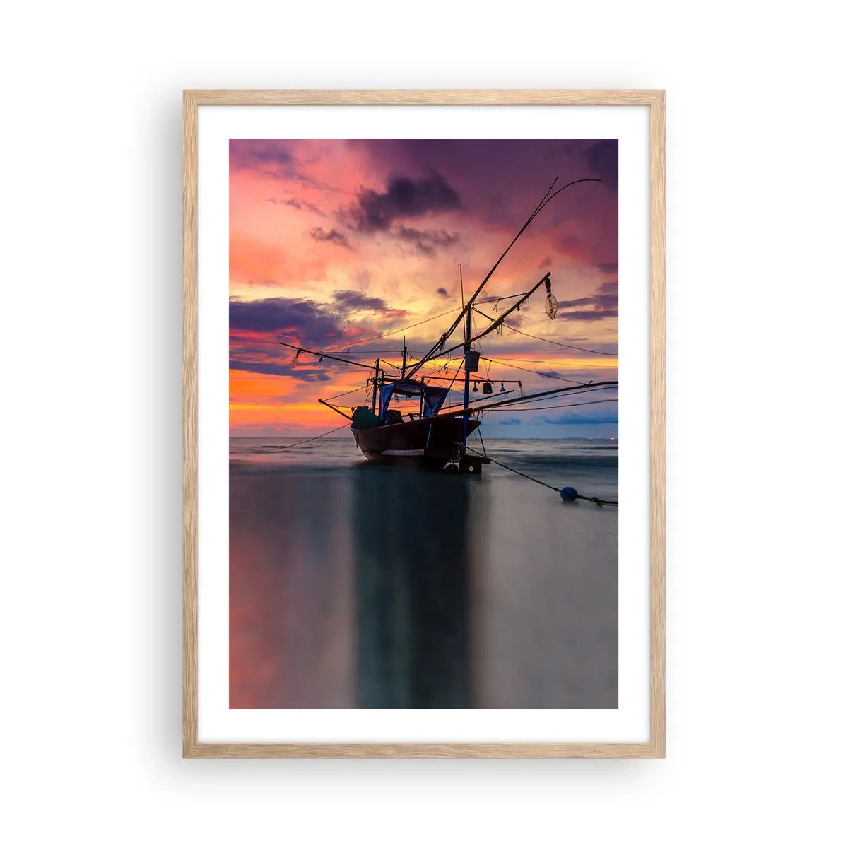 Poster in einem Rahmen aus heller Eiche - Exotischer Abend - 50x70 cm