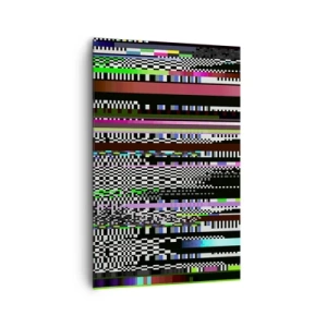 Bild auf Leinwand - Leinwandbild - Bunte Linien und Pixel im abstrakten Stil - 80x120cm - Das Kontrollbild der Realität - Moderne Wanddekoration für Wohnzimmer und Schlafzimmer ARTTOR