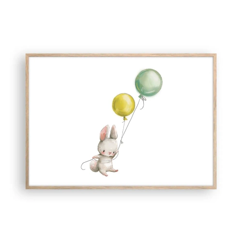 Poster in einem Rahmen aus heller Eiche - Ich werde auch fliegen! - 100x70 cm