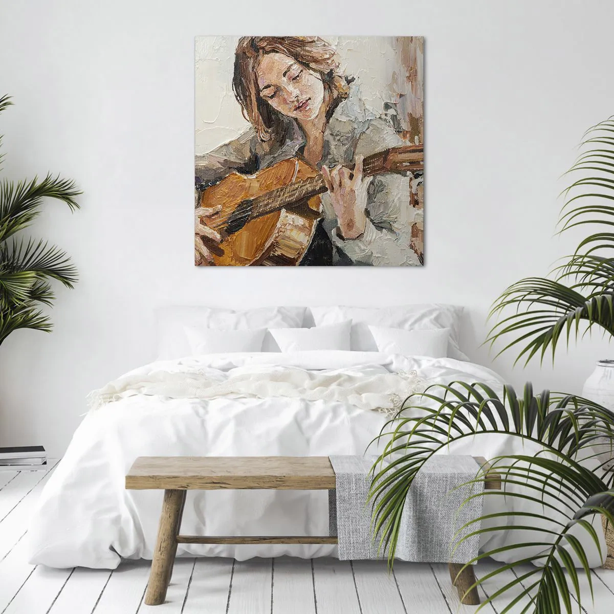 Bild auf Leinwand - Leinwandbild - Konzert für Gitarre und Mädchenherz - 70x70 cm