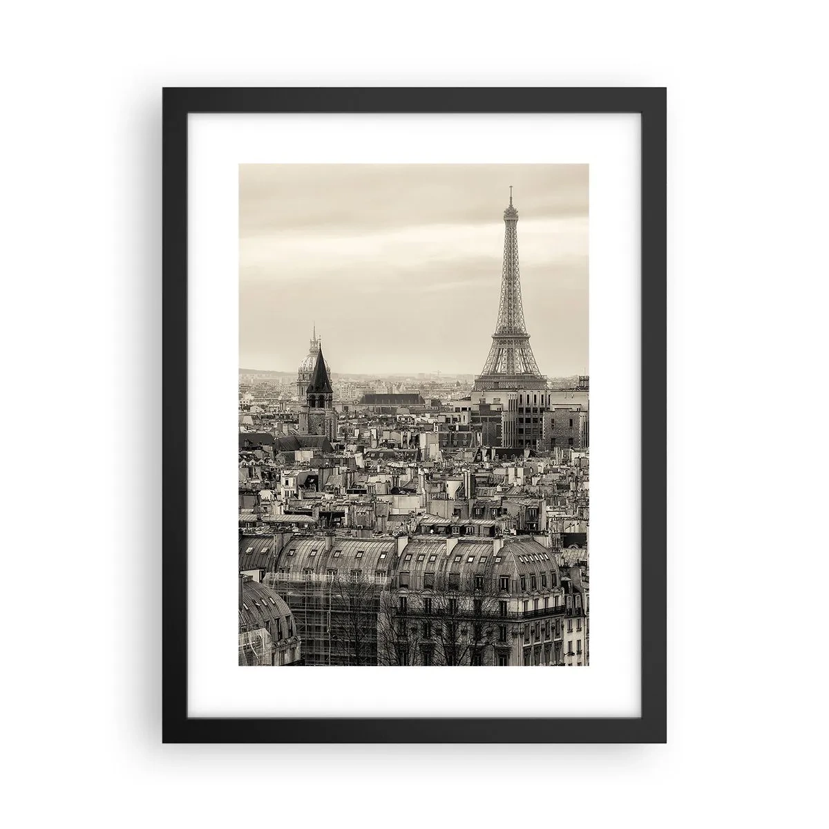 Poster in einem schwarzem Rahmen - Über den Dächern von Paris - 30x40 cm