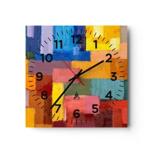 Wanduhr - Glasuhr - Jeder ist anders, alle bunt - 40x40 cm