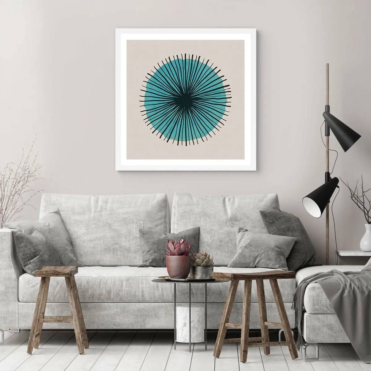 Poster in einem weißen Rahmen - Strahlend im Blau - 40x40 cm