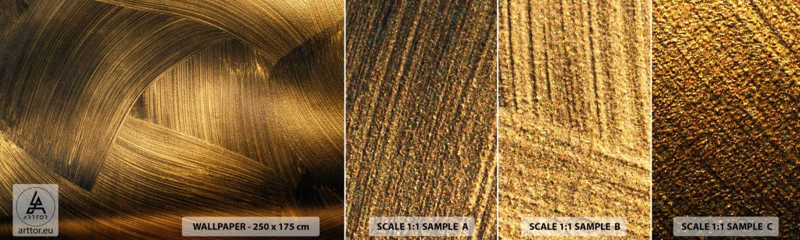 Fototapetenmuster Standard Eco - In einem goldenen Labyrinth - Abstraktion, Stück, Gold - 100x30 cm