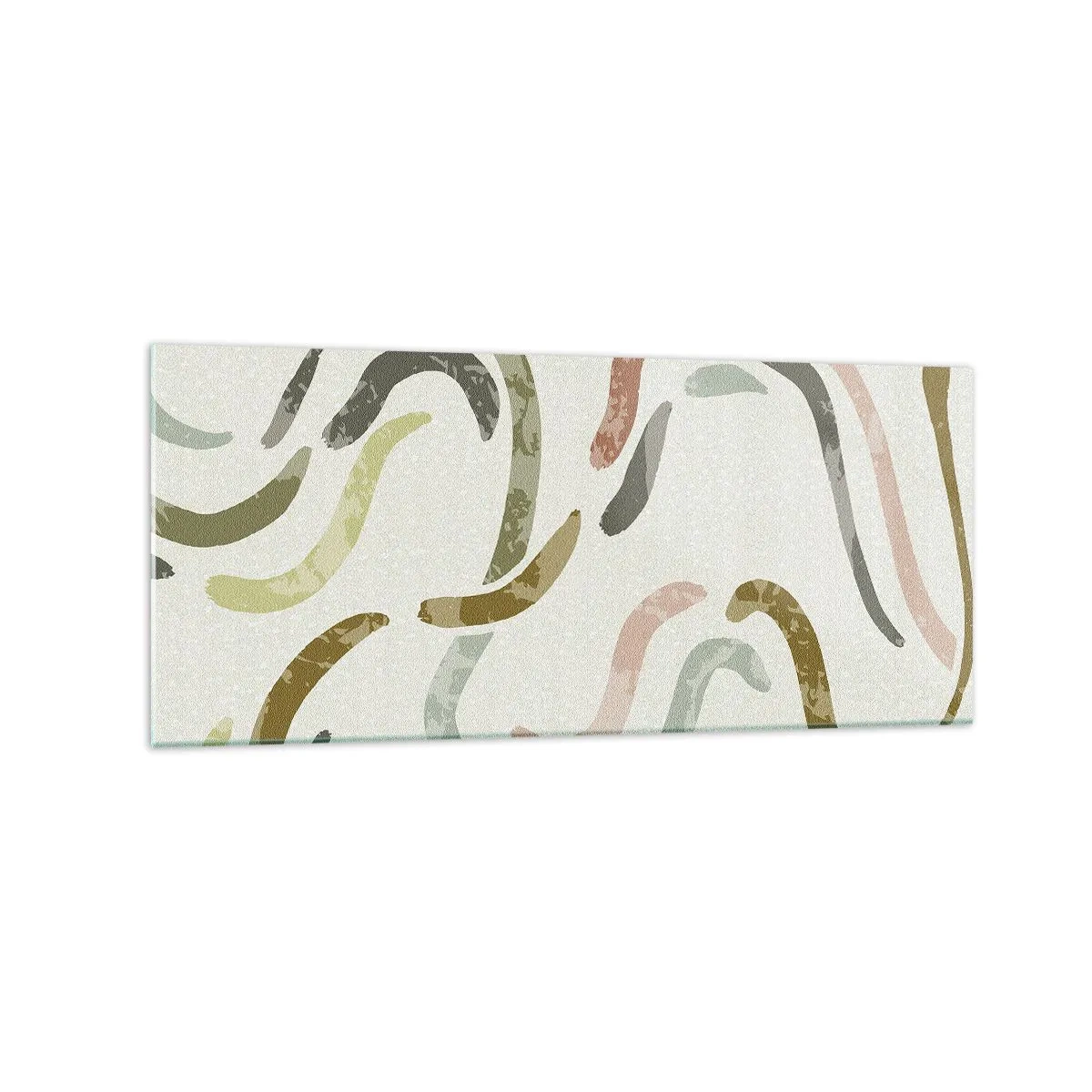 Glasbild - Bild auf glas - Abstrakte Bögen in Pastellfarben - 120x50cm - Fröhlicher Tanz der Abstraktion - Moderne Wanddekoration für Wohnzimmer und Schlafzimmer ARTTOR