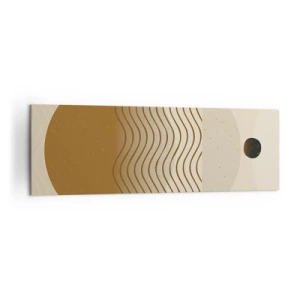 Bild auf Leinwand - Leinwandbild - Geometrische Abstraktion mit Kreisen und Wellenlinien in warmen Farben. - 160x50cm - Zur Entstehung geometrischer Figuren - Moderne Wanddekoration für Wohnzimmer und Schlafzimmer ARTTOR