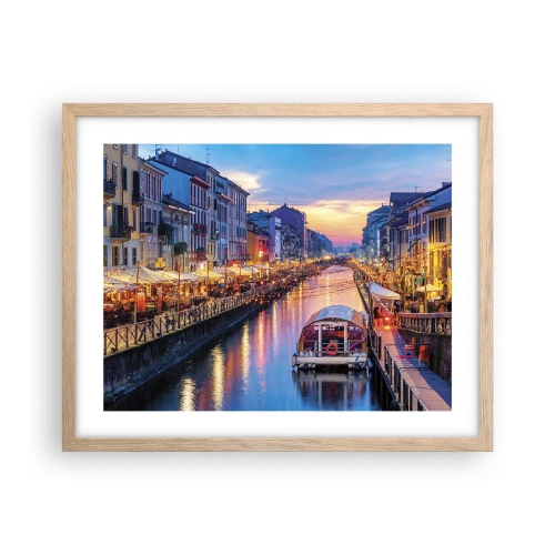 Poster in einem Rahmen aus heller Eiche - Ein Abend voller Licht und Spaß - 50x40 cm