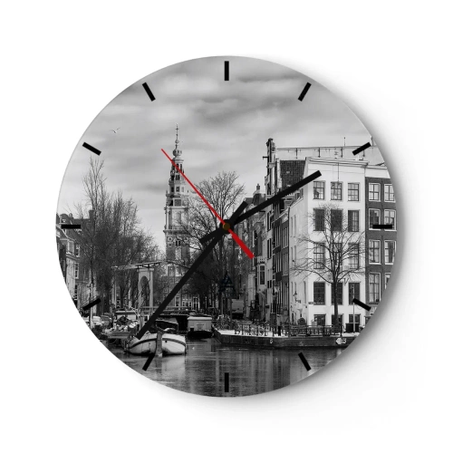 Wanduhr - Glasuhr - Amsterdamer Atmosphäre - 40x40 cm