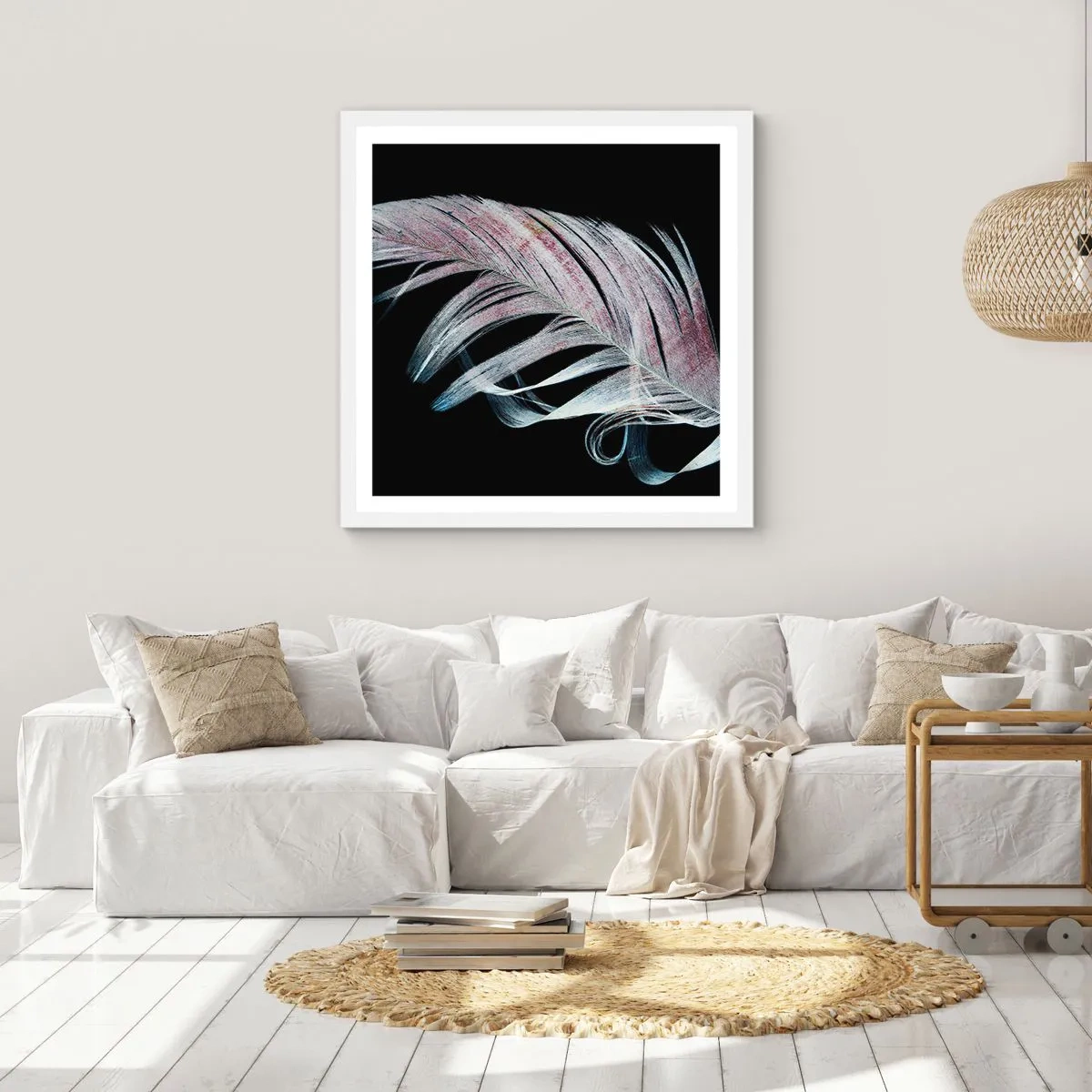 Poster in einem weißen Rahmen - Denke an Berührung - 60x60 cm