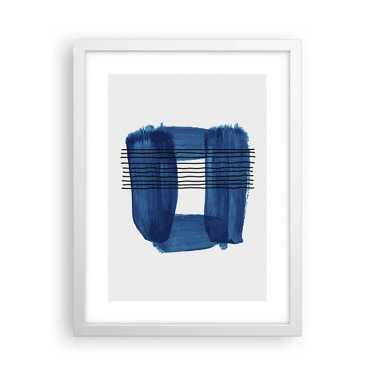 Poster in einem weißen Rahmen - Blaue und schwarze Komposition - 30x40 cm