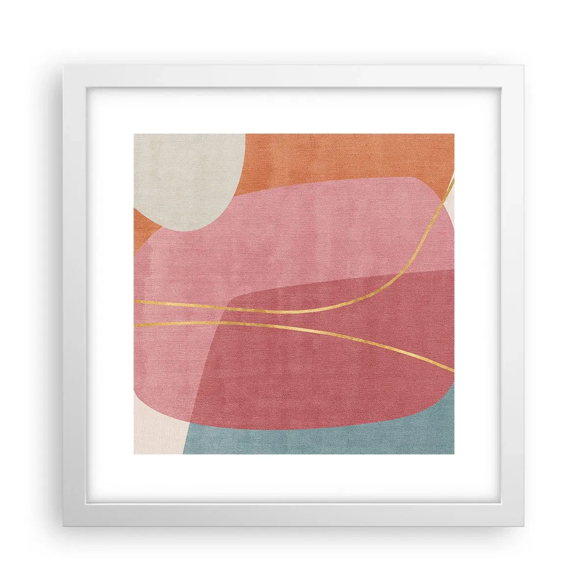 Poster in einem weißen Rahmen - Pastellkomposition mit Goldfaden - 30x30 cm