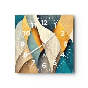 Wanduhr - Glasuhr - Rhythmus und Welle - 30x30 cm
