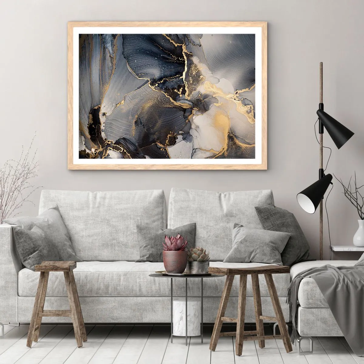 Poster in einem Rahmen aus heller Eiche - Leben aus Stein - 70x50 cm