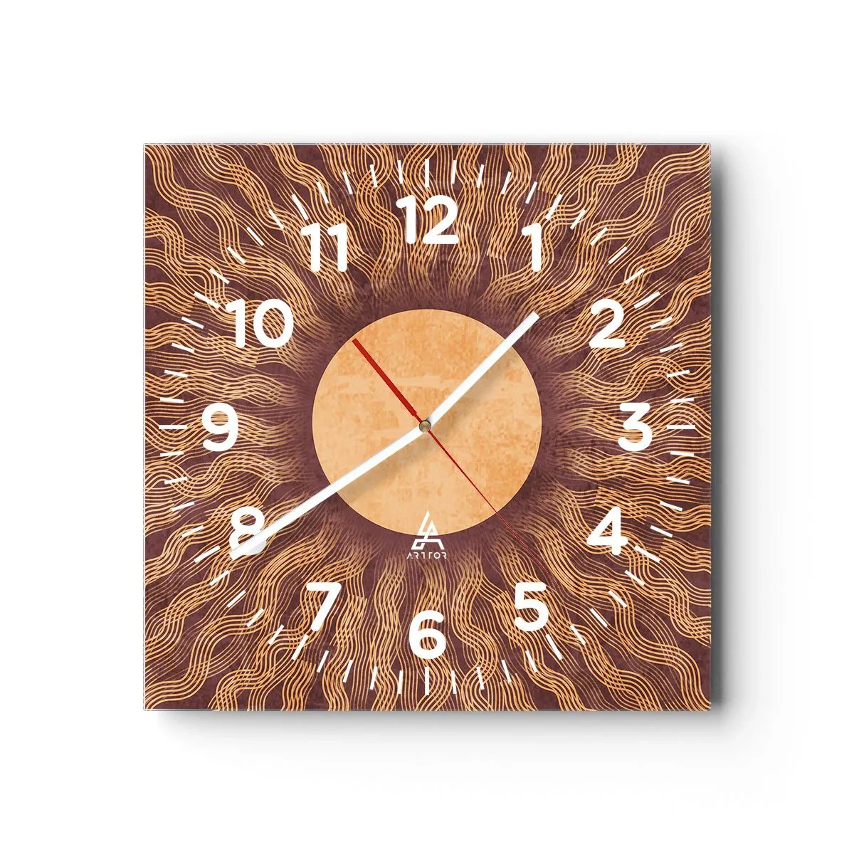 Wanduhr - Glasuhr - Sonnensymbol - 30x30 cm