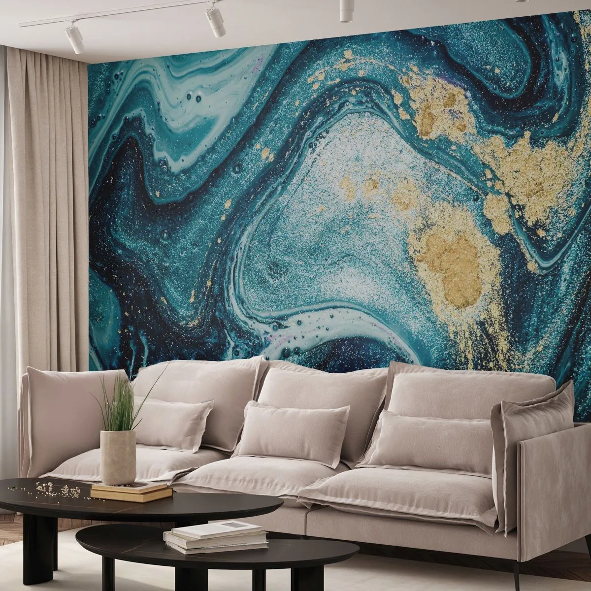 Fototapete Standard Eco - Blauer Wirbel - Abstraktion, Stück, Modernes Muster - 400x280 cm