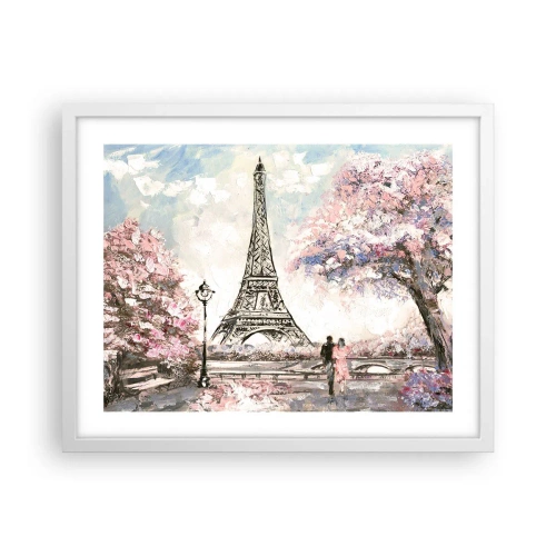 Poster in einem weißen Rahmen - Aprilspaziergang durch Paris - 50x40 cm