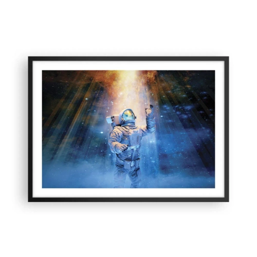 Poster in einem schwarzem Rahmen - Astronaut im Licht einer kosmischen Explosion voller Sterne - 70x50cm - Endlich am Ende - Moderne Wanddekoration für Wohnzimmer und Schlafzimmer ARTTOR
