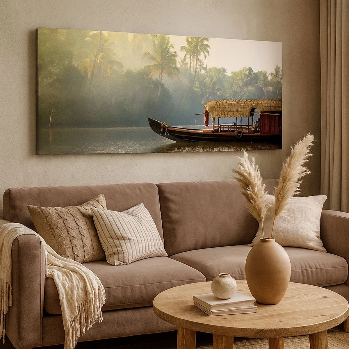 Bild auf Leinwand - Leinwandbild - Haus am Fluss - 100x40 cm