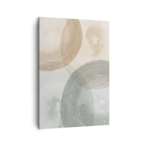 Bild auf Leinwand - Leinwandbild - Abstrakte Komposition in Pastellfarben mit Linien - 50x70cm - Welten durchdringen - Moderne Wanddekoration für Wohnzimmer und Schlafzimmer ARTTOR