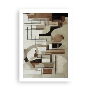 Poster - Geometrische Abstraktion in Braun- und Beigetönen - 50x70cm - Stadtbild 2.0 - Moderne Wanddekoration für Wohnzimmer und Schlafzimmer ARTTOR