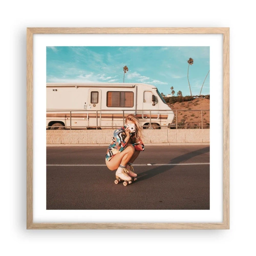 Poster in einem Rahmen aus heller Eiche - Lächel bitte! - 50x50 cm