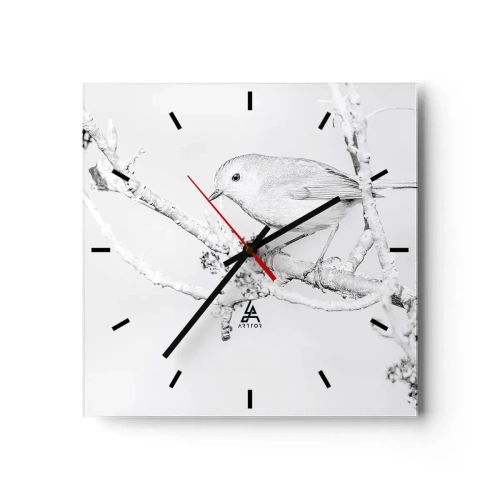 Wanduhr - Glasuhr - Wintermorgen - 40x40 cm