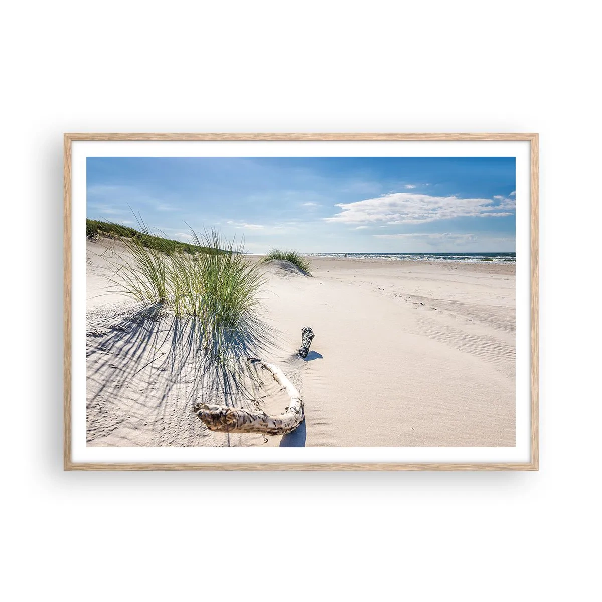 Poster in einem Rahmen aus heller Eiche - Der schönste Strand? Ostsee-Strand - 100x70 cm