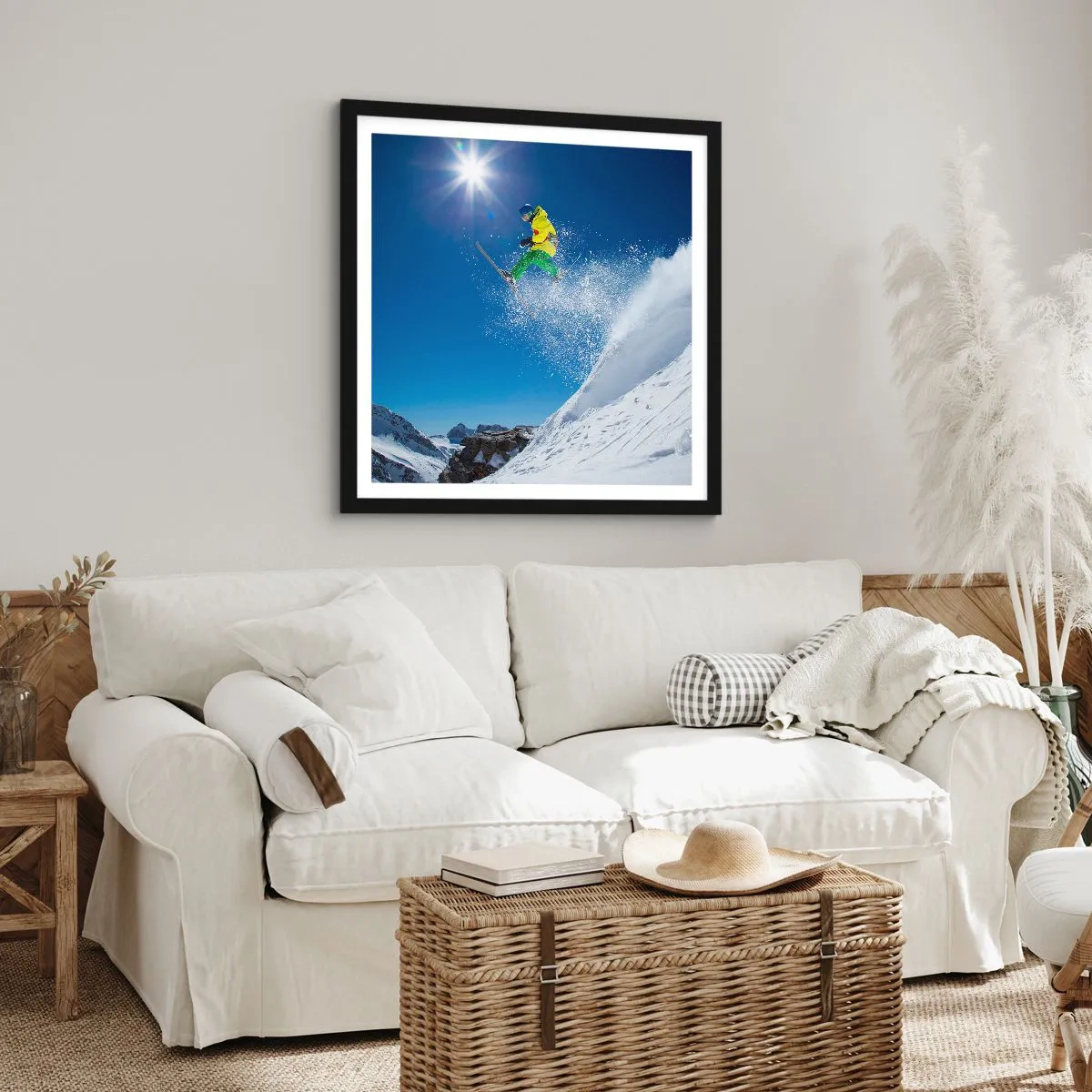 Poster in einem schwarzem Rahmen - Tanzen mit den Bergen - 60x60 cm