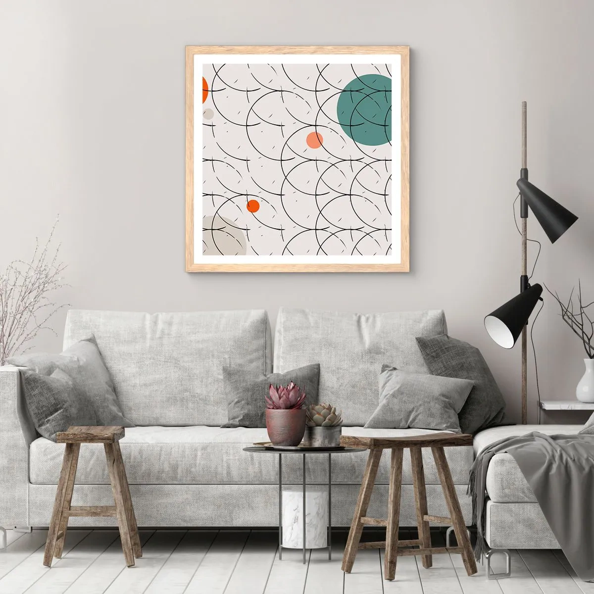 Poster in einem Rahmen aus heller Eiche - Im Pop-Art-Geist - 50x50 cm