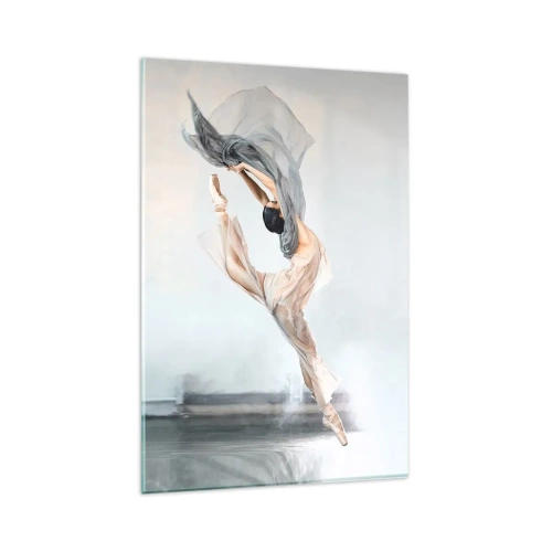 Glasbild - Bild auf glas - Eine Tänzerin in dynamischer Bewegung vor hellem Hintergrund - 80x120cm - Im Tanzrausch - Moderne Wanddekoration für Wohnzimmer und Schlafzimmer ARTTOR