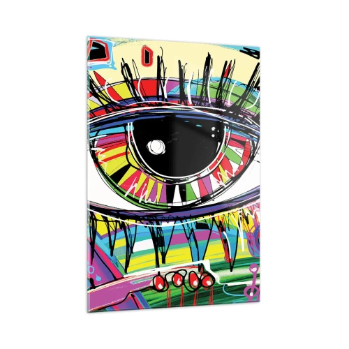 Glasbild - Bild auf glas - Buntes Auge im abstrakten Stil - 50x70cm - Buntes Auge - bunte Seele - Moderne Wanddekoration für Wohnzimmer und Schlafzimmer ARTTOR