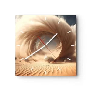 Wanduhr - Glasuhr - Dynamischer Sandwirbel in einer Wüste mit Bäumen - 30x30cm - Geöffnetes Portal - Moderne Wanddekoration für Wohnzimmer und Schlafzimmer ARTTOR