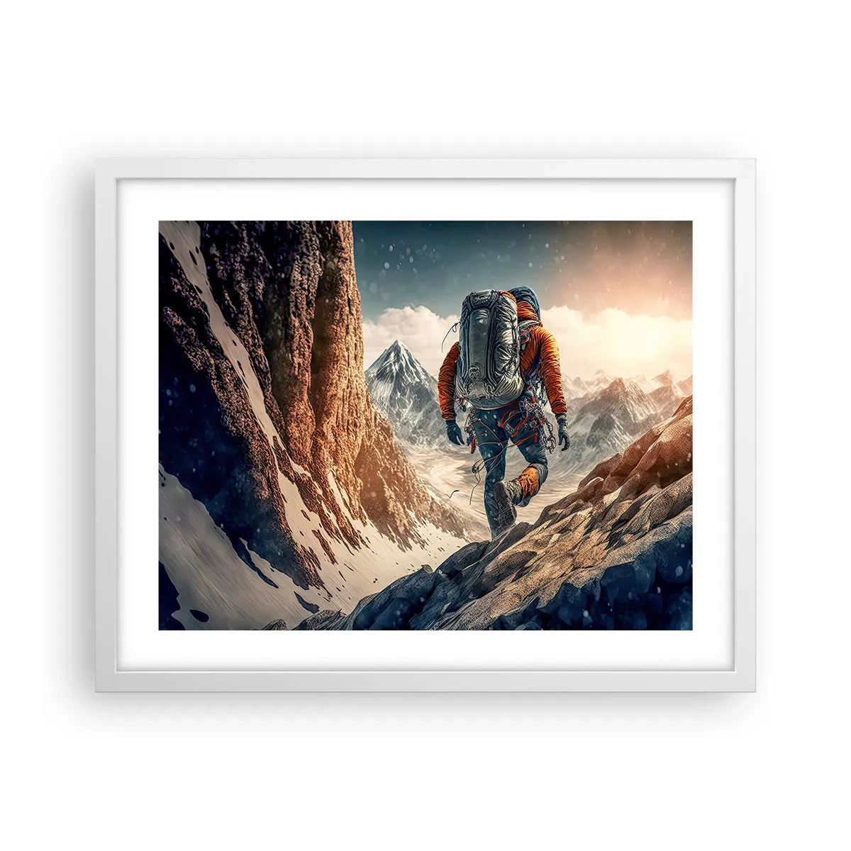 Poster in einem weißen Rahmen - Einsamer Krieger - 50x40 cm