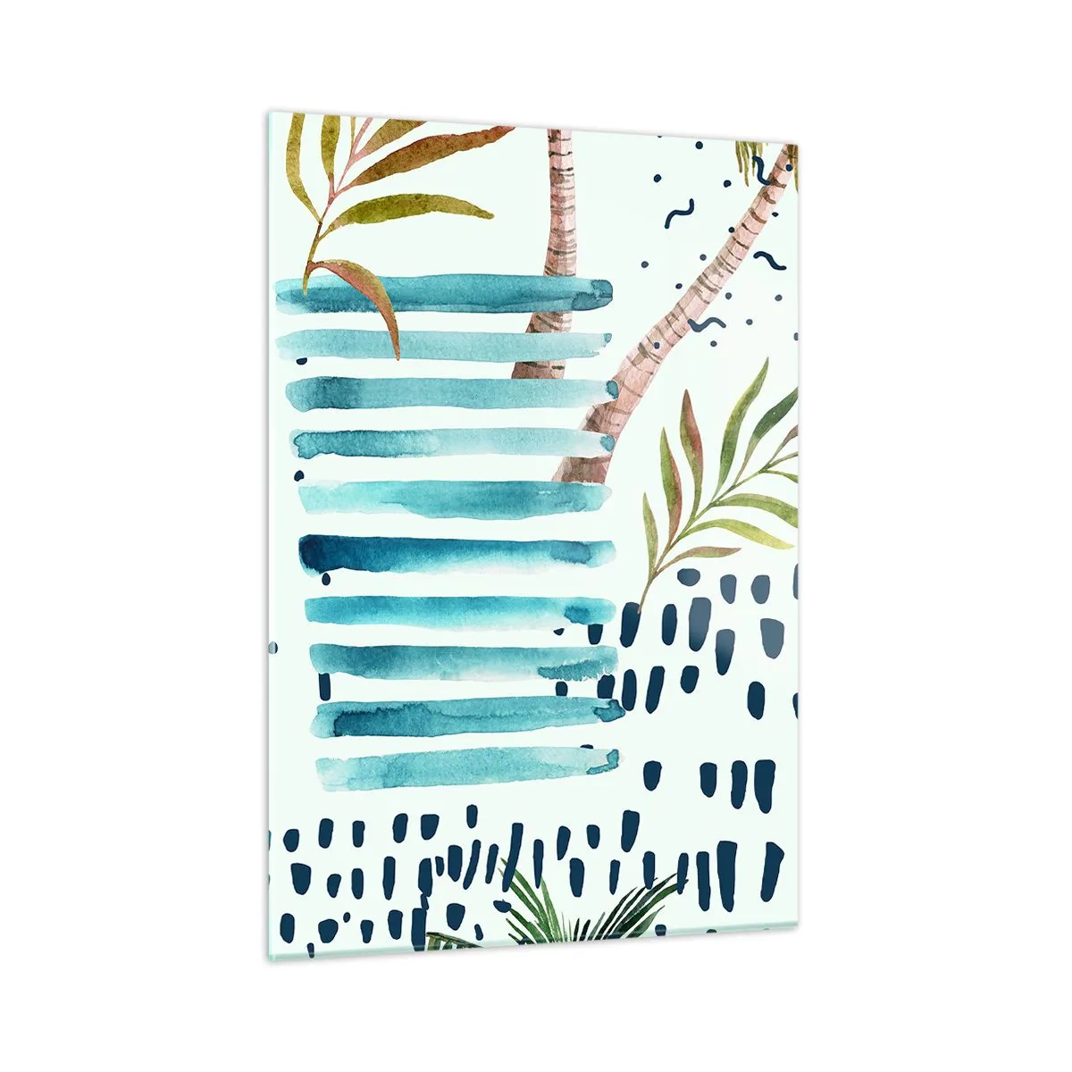 Glasbild - Bild auf glas - Urlaub unter Palmen - 50x70cm - Urlaub unter Palmen - Moderne Wanddekoration für Wohnzimmer und Schlafzimmer ARTTOR