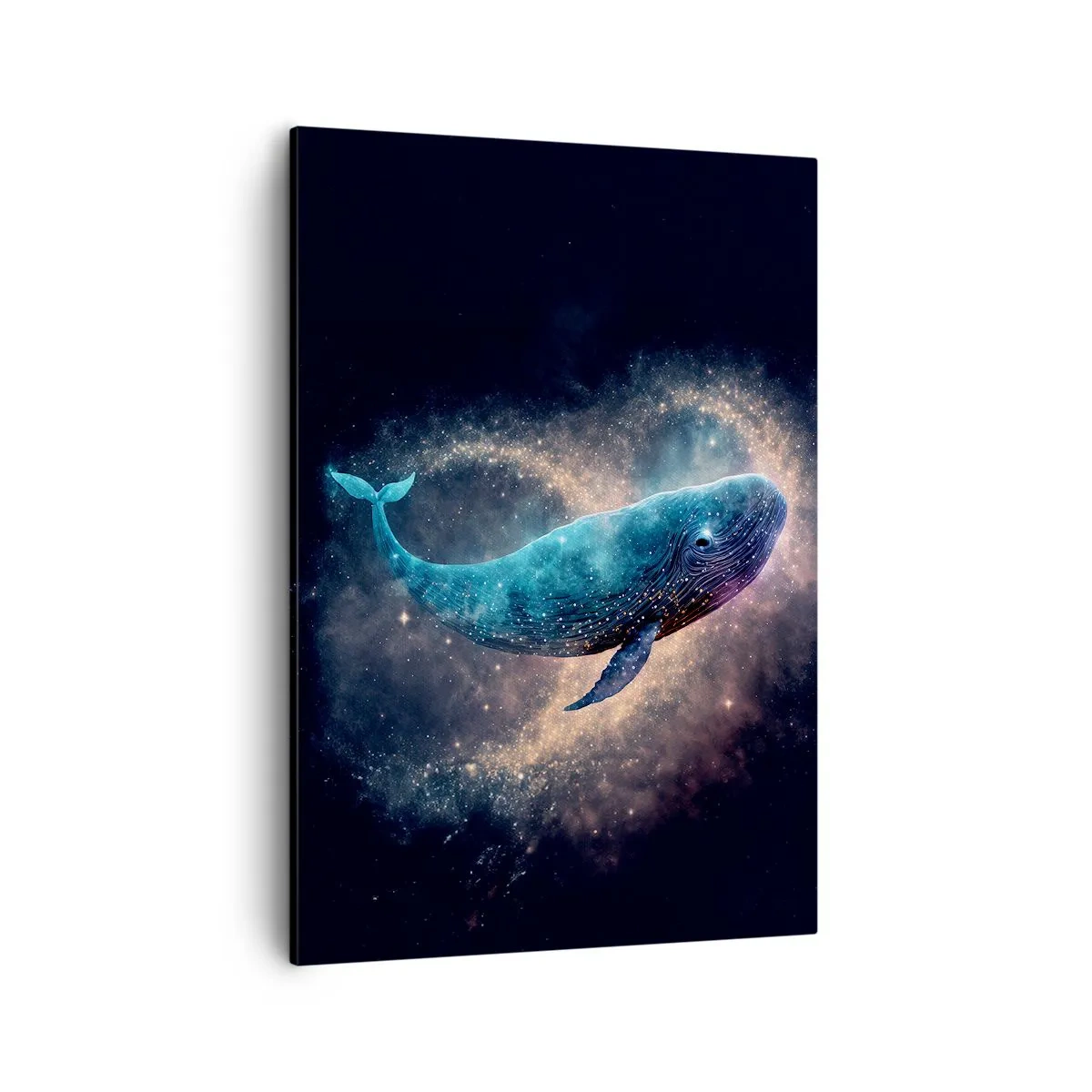 Bild auf Leinwand - Leinwandbild - Ein Weltraumwal mit einer Galaxie im Hintergrund - 50x70cm - Es gibt so eine Welt… - Moderne Wanddekoration für Wohnzimmer und Schlafzimmer ARTTOR